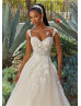 Beaded Lace Glitter Tulle Sheer Back Classic Wedding Dress